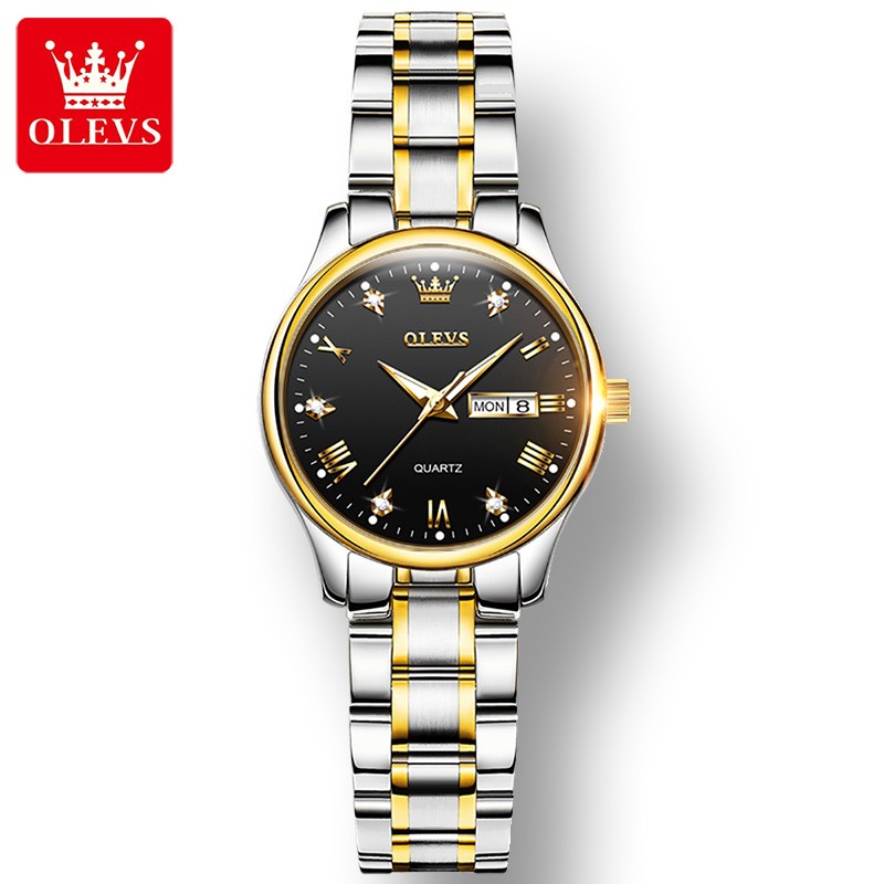 OLEVS 5563 Quartz Waterproof Women Wristwatch, Diamond-encrusted Fashion Stainless Steel Strap Watch For Women