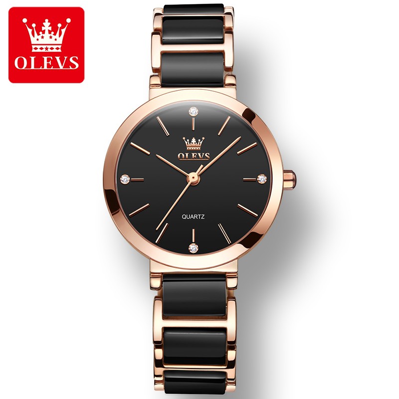 OLEVS 5877 High Quality Japanese Movement Japan Quartz Women Wristwatches Waterproof Ceramic Strap Fashion Watch for Women
