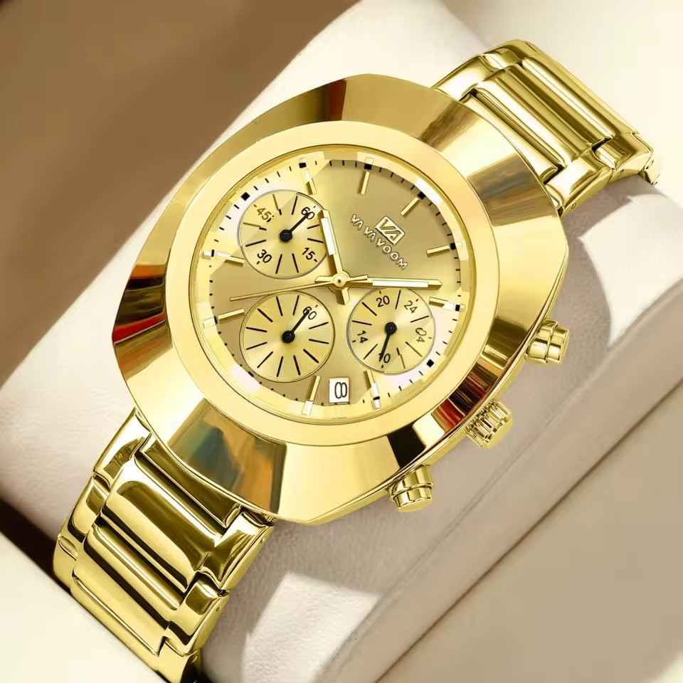 VA VA VOOM Luxury Brand Stainless Steel Strap Six Needle Waterproof Watch