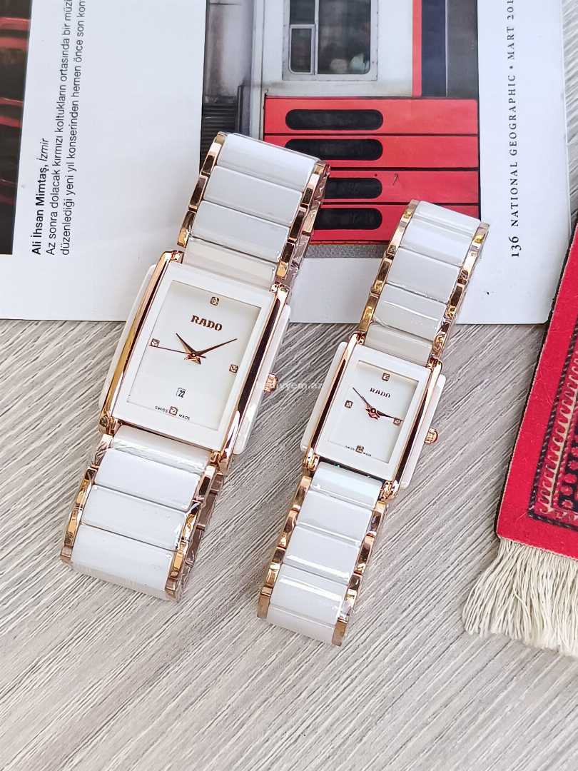 RADO Integral White Golden Diamond Quartz Couple Watch CD:R3009
